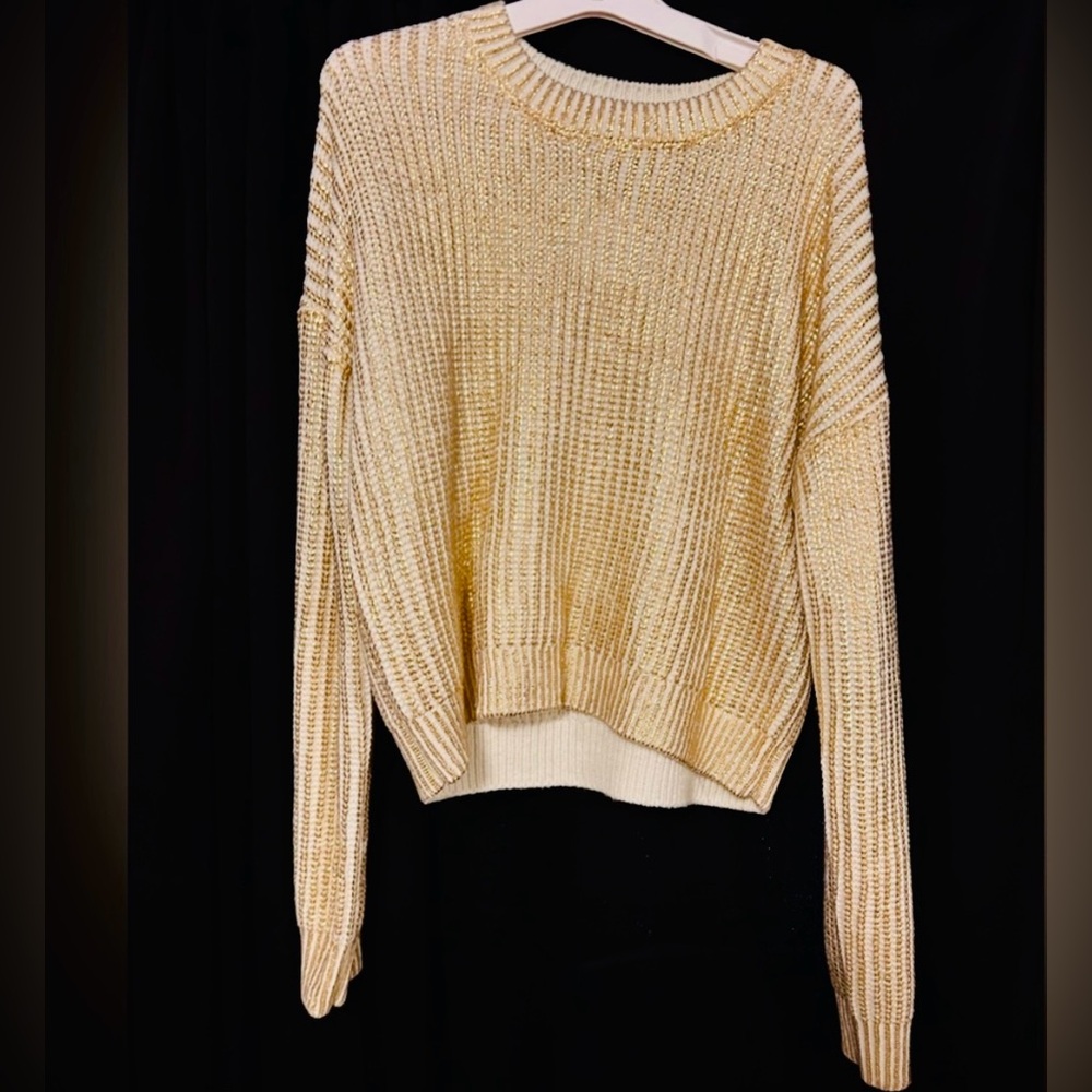 Madden Girl Cream and Gold Sweater - Picture 2 of 5